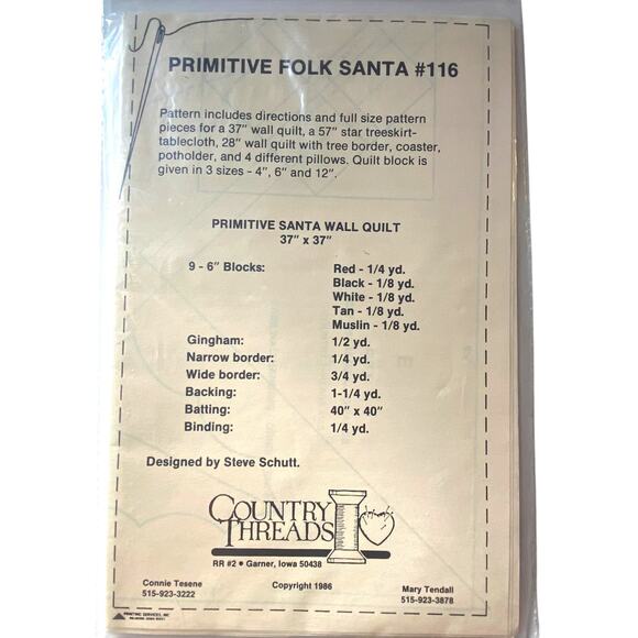 Country Threads 116 Primitive Folk Santa Pattern Christmas Home Holiday Decor - Picture 4 of 6